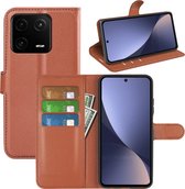 Xiaomi 13 Pro Hoesje - MobyDefend Kunstleren Wallet Book Case (Sluiting Voorkant) - Bruin - GSM Hoesje - Telefoonhoesje Geschikt Voor Xiaomi 13 Pro