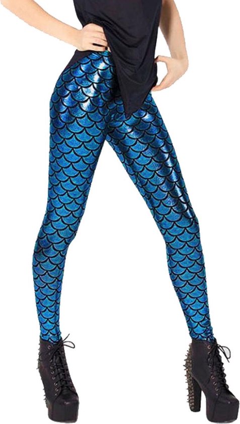 Zeemeermin legging donkerblauw - maat XL 44 46 - kleine mermaid Ariel  schubben glitter... | bol.com
