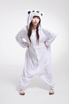 KIMU Onesie ijsbeer pak wit beer kostuum - maat M-L - ijsberenpak berenpak jumpsuit pyjama