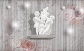 Planks Roses Sculpture Angels Photo Wallcovering