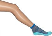 Bonnie Doon - Dames - Sports Cushion Quarter - Grey Heather/Brilliant Blue - maat 35-38