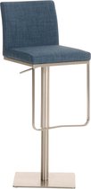 Barkruk trendy - Met rugleuning - Polyester - Set van 1 - Ergonomisch - Barstoelen voor keuken of kantine - Blauw - Zithoogte 58-82cm