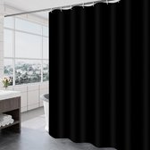Douchegordijn - 2m hoog x 1,2m breed - Polyester - incl. 12 bevestigingsringen - Zwart