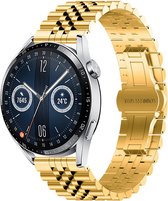 Stalen bandje - RVS - geschikt voor Huawei Watch GT / GT Runner / GT2 46 mm / GT 2E / GT 3 46 mm / GT 3 Pro 46 mm / GT 4 46 mm / Watch 3 / Watch 3 Pro / Watch 4 / Watch 4 Pro - goud