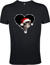 T-Shirt 1-155 Cat Heart Design - Zwart, 4xL