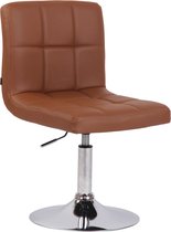 Barkruk Nellie Deluxe - Bruin - Chroom - Modern Design - Ergonomische Barstoelen - Set van 1 - Met Rugleuning - Voor Keuken en Bar - Gestoffeerde Zitting - Imitatie Leder