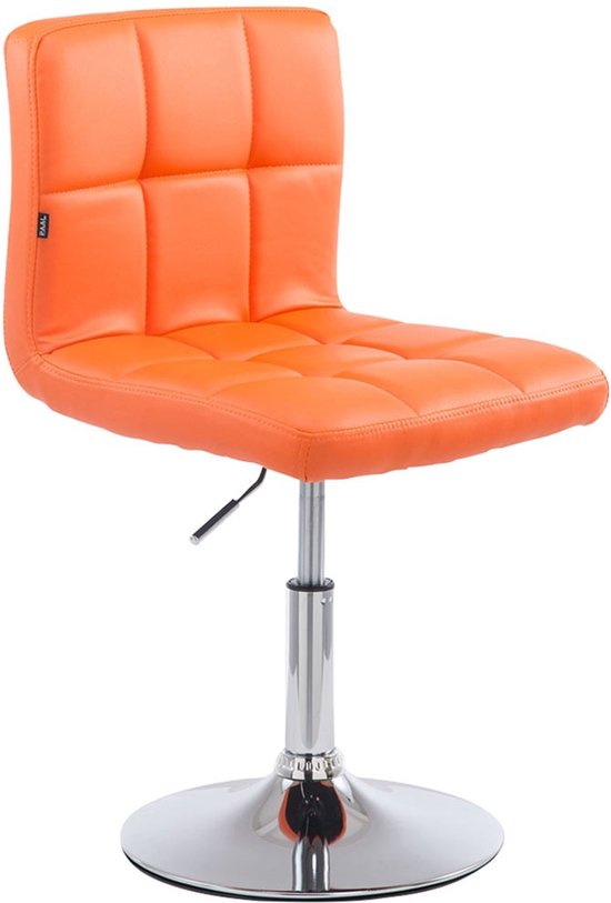Luxe Barkruk Tacito - Oranje - 360 Rotatie - Ergonomische Barstoelen - In Hoogte Verstelbaar - Set van 1 - Met Rugleuning - Voor Keuken en Bar - Imitatie Leder - Gestoffeerde Zitting