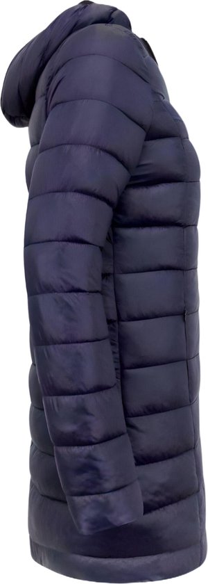 Lange Puffer Jas Dames met Capuchon - Slim Fit - Blauw