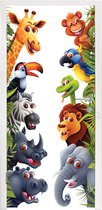 Deursticker Jungle - Dieren - Jongens - Meisjes - Giraf - Olifant - Kids - 75x205 cm - Deurposter