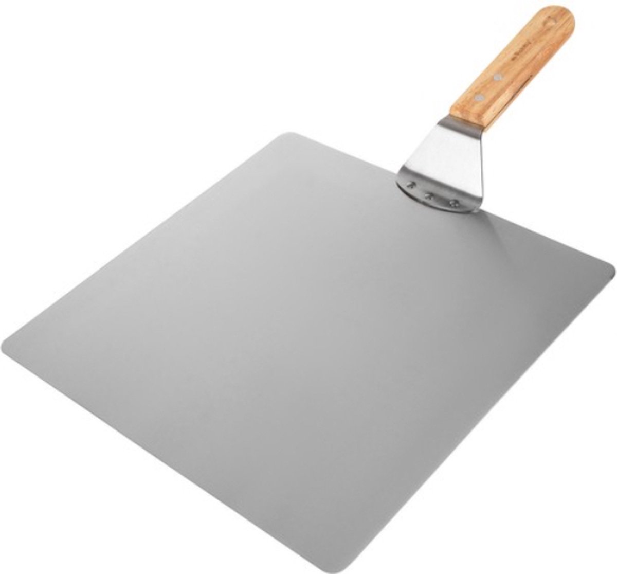 Kookpro - Vierkante Pizzaschep RVS 30 cm met houten handgreep + Siliconen hittebestendige gripper -