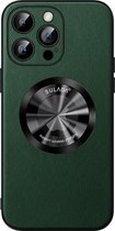 Sulada Soft case Microfiber leer en shockproof en lensbeschermer met magnetische ring voor de iPhone 13 Pro Groen