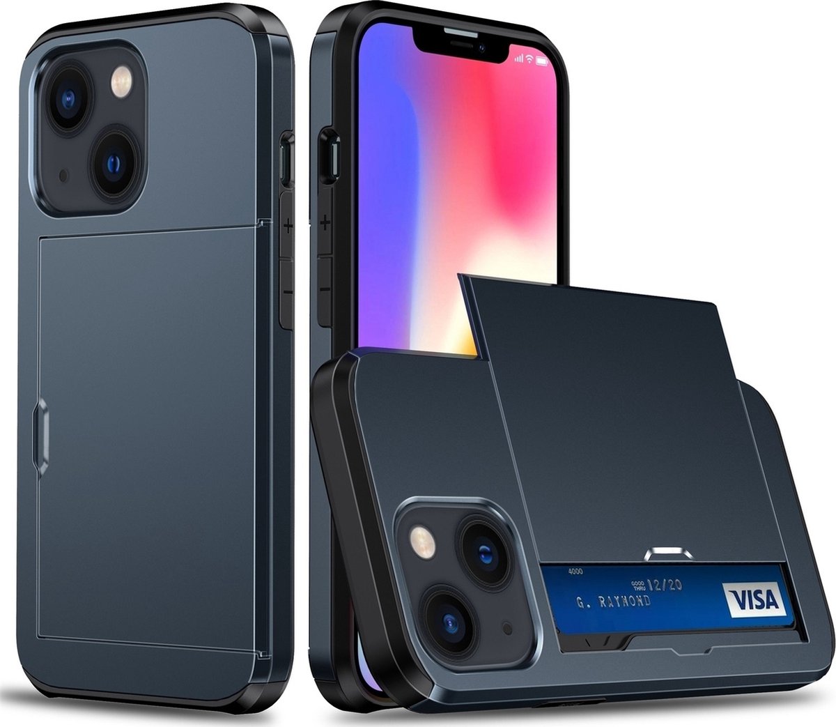 Mobigear Hoesje geschikt voor Apple iPhone 15 Telefoonhoesje met Kaarthouder Hardcase | Mobigear Card Backcover Shockproof met Pasjeshouder | Kaarthouder voor 2 Pasjes | Hoesje voor Pinpas / OV Kaart / Rijbewijs | Schokbestendig iPhone 15