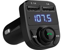 Ntech - Bluetooth FM Transmitter - Autolader - Bluetooth Carkit - Muziek Streamen - Met Volumeknop en Oplaadfunctie Voor 2 Telefoons Tegelijkertijd - Handsfree Bellen - Extra Grote Microfoon - Telefoon Opladen - Spraakbediening