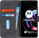 KHAZNEH Motorola Edge 20 Pro Hoesje Retro Wallet Book Case Zwart