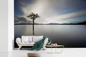 Behang - Fotobehang Uitzicht over het meer van Loch Lomond in Schotland met een grijze hemel - Breedte 360 cm x hoogte 240 cm