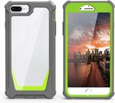 Stellar Space PC + TPU 360 graden all-inclusive schokbestendig hoesje voor iPhone 8 Plus / 7 Plus / 6 Plus / 6s Plus (donkergrijs + geelgroen)