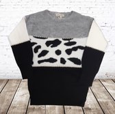 Meisjes trui met print  P807 zwart -s&C-122/128-Trui meisjes