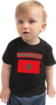 Morocco baby shirt met vlag zwart jongens en meisjes - Kraamcadeau - Babykleding - Marokko landen t-shirt 68