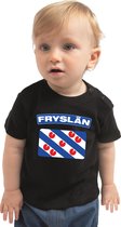 Fryslan baby shirt met vlag zwart jongens en meisjes - Kraamcadeau - Babykleding - Friesland landen t-shirt 74 (5-9 maanden)