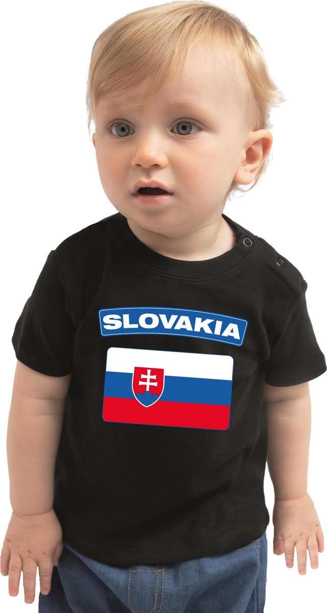 Slovakia baby shirt met vlag zwart jongens en meisjes - Kraamcadeau - Babykleding - Slowakije landen t-shirt 62