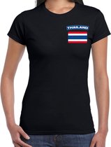 Thailand t-shirt met vlag zwart op borst voor dames - Thailand landen shirt - supporter kleding XL