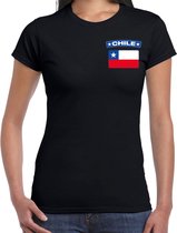 Chile t-shirt met vlag zwart op borst voor dames - Chili landen shirt - supporter kleding S
