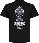 Argentinië Copa America 2021 Winners T-Shirt - Zwart - 5XL