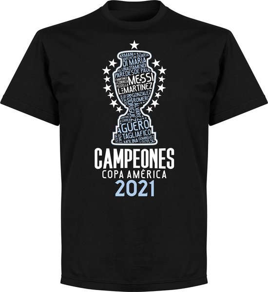 Argentinië Copa America 2021 Winners T-Shirt - Zwart - 5XL