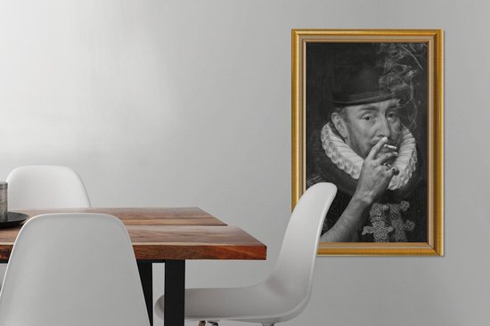 Canvas schilderij 60x90 cm - Wanddecoratie Kunst - Oude meesters - Lijst - Goud - Muurdecoratie woonkamer - Slaapkamer decoratie - Kamer accessoires - Schilderijen op canvas