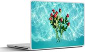 Laptop sticker - 12.3 inch - Rozen - Water - Bloemen - 30x22cm - Laptopstickers - Laptop skin - Cover