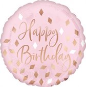 folieballon happy birthday meisjes 40 cm roze