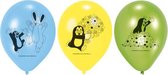 ballonnen Little Mole 23 cm geel/blauw/groen 6 stuks