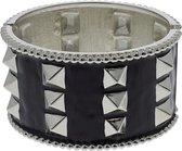 Zac's Alter Ego Armband Wide Stone with Steel Pyramid Stones Zwart