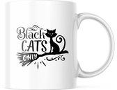 Halloween Mok met tekst: Black Cats only | Halloween Decoratie | Grappige Cadeaus | Koffiemok | Koffiebeker | Theemok | Theebeker