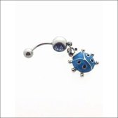 Navelpiercing lieveheersbeestje blauw chirurgisch staal volwassenen dames