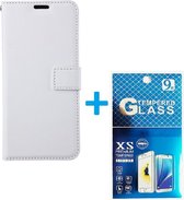 Portemonnee Bookcase Hoesje + 2 Pack Glas Geschikt voor: Samsung Galaxy A22 4G - wit