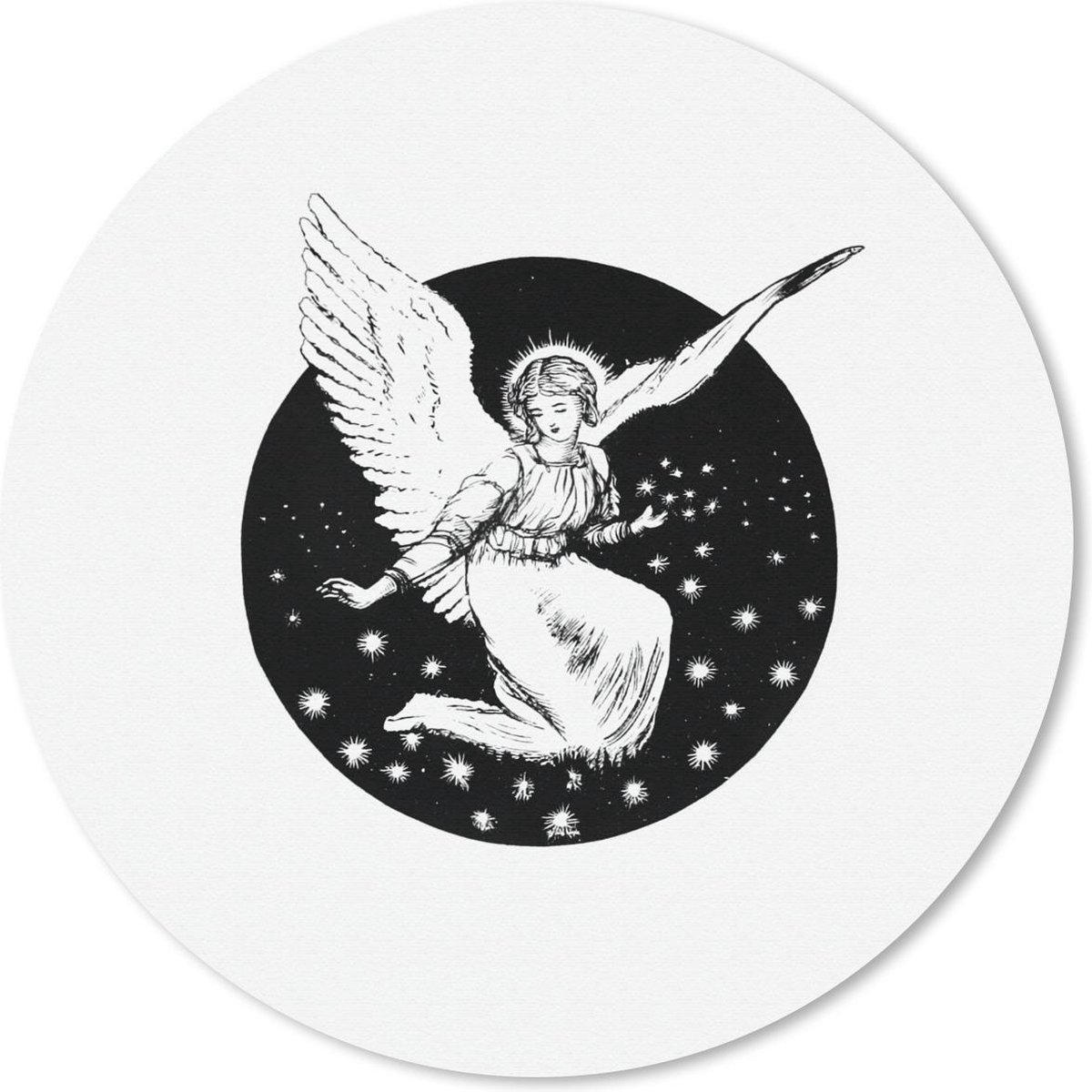 Muismat rond 20x20 cm - Mousepad Vintage - Engel - Religie - Ronde muismatten