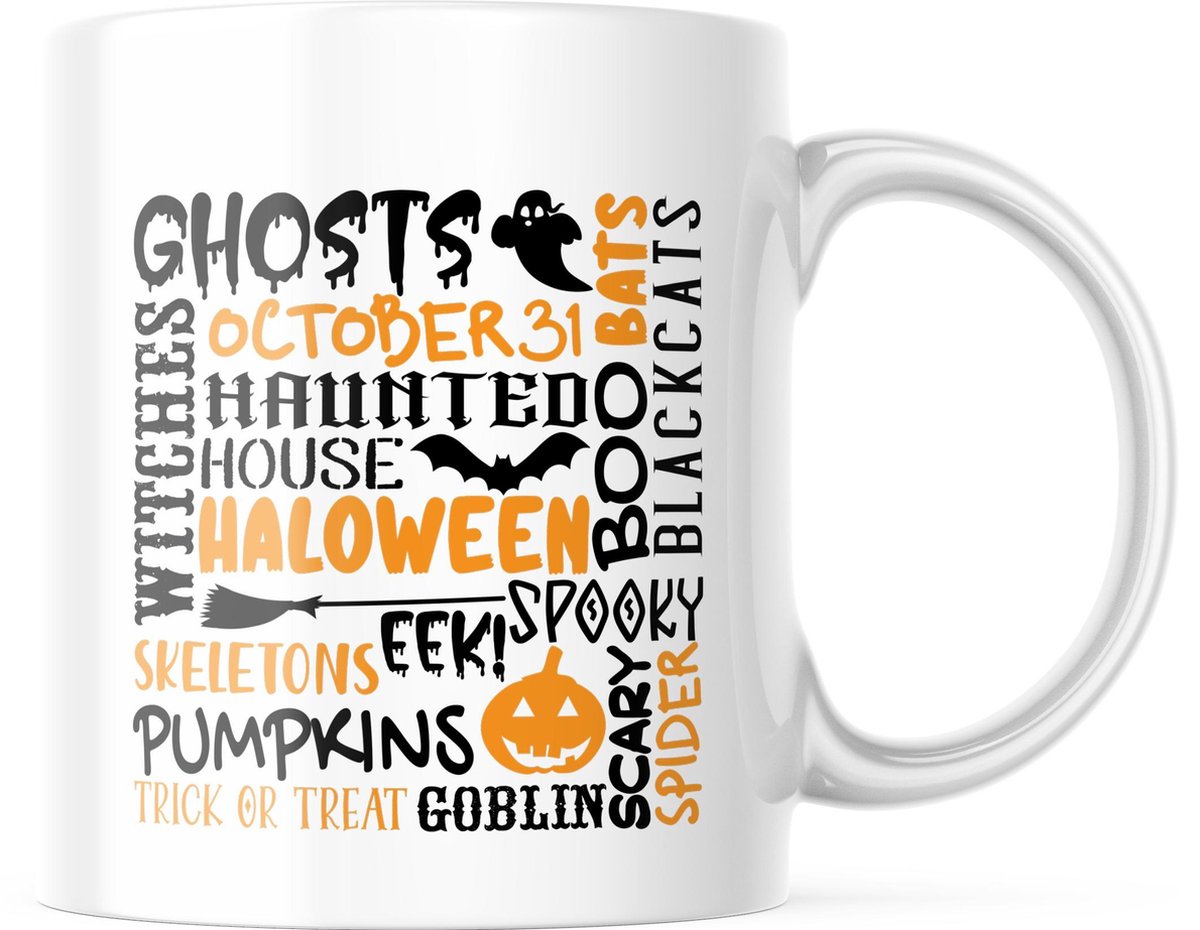 Halloween Mok: Wordle Art | Halloween Decoratie | Grappige Cadeaus | Koffiemok | Koffiebeker | Theemok | Theebeker