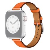 Lederen vervangende horlogebanden met kleine taille voor Apple Watch Series 6 & SE & 5 & 4 44 mm / 3 & 2 & 1 42 mm (oranje)