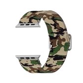 Verstelbare elastische print horlogeband voor Apple Watch Series 6 & SE & 5 & 4 40 mm / 3 & 2 & 1 38 mm (camouflage groen)