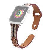 Geruite lederen vervangende band horlogeband voor Apple Watch Series 6 & SE & 5 & 4 40 mm / 3 & 2 & 1 38 mm (geel geruit)