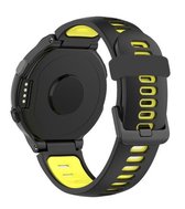 Voor Garmin Forerunner 220/230/235/620/630 / 735XT Tweekleurige siliconen vervangende band horlogeband (zwart + geel)