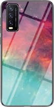 Voor vivo Y20 Sterrenhemel Geschilderd Gehard Glas TPU Schokbestendige Beschermhoes (Kleur Sterrenhemel)