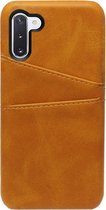 - ADEL Kunstleren Back Cover Pasjes Hoesje Geschikt voor Samsung Galaxy Note 10 Plus - Bruin