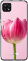 6F hoesje - geschikt voor Samsung Galaxy A22 5G -  Transparant TPU Case - Pink Tulip #ffffff