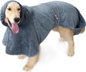Super absorberende Honden Badjas grijs maat L - Hondenbadjas - Hondenhanddoek