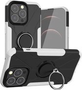 Armor Bear schokbestendige pc + TPU-beschermhoes met ringhouder voor iPhone 13 Pro Max (wit)