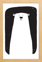 JUNIQE - Poster met houten lijst Bear -13x18 /Wit & Zwart