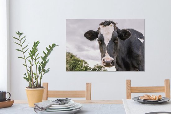 Peintures Vache - Animal - Portrait - Zwart - 90x60 cm - Décoration murale