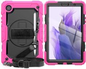 Samsung Galaxy Tab A7 Lite Hoes - Heavy Duty Case met Ingebouwde Screenprotector en Schouderriem - Roze